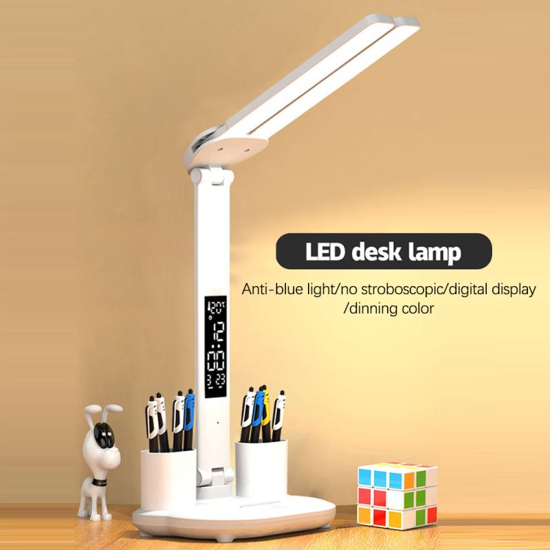 Lampa LED biurkowa z USB i kalendarzem Ochrona oczu i regulowana jasność do domowego biura i nauki