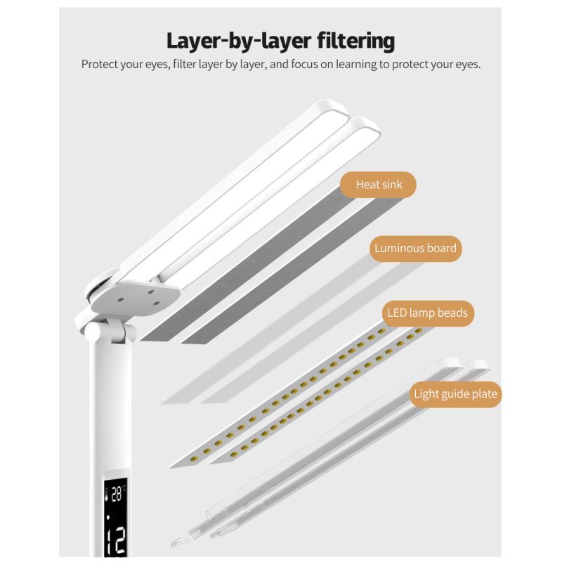 Lampa LED biurkowa z USB i kalendarzem Ochrona oczu i regulowana jasność do domowego biura i nauki