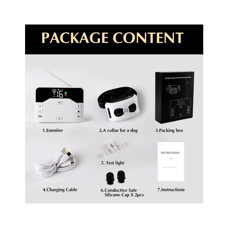 Bezprzewodowy Elektroniczny System Ogrodzeniowy dla Psów z Zdalną Obrożą Treningową i Bezpieczne Granice