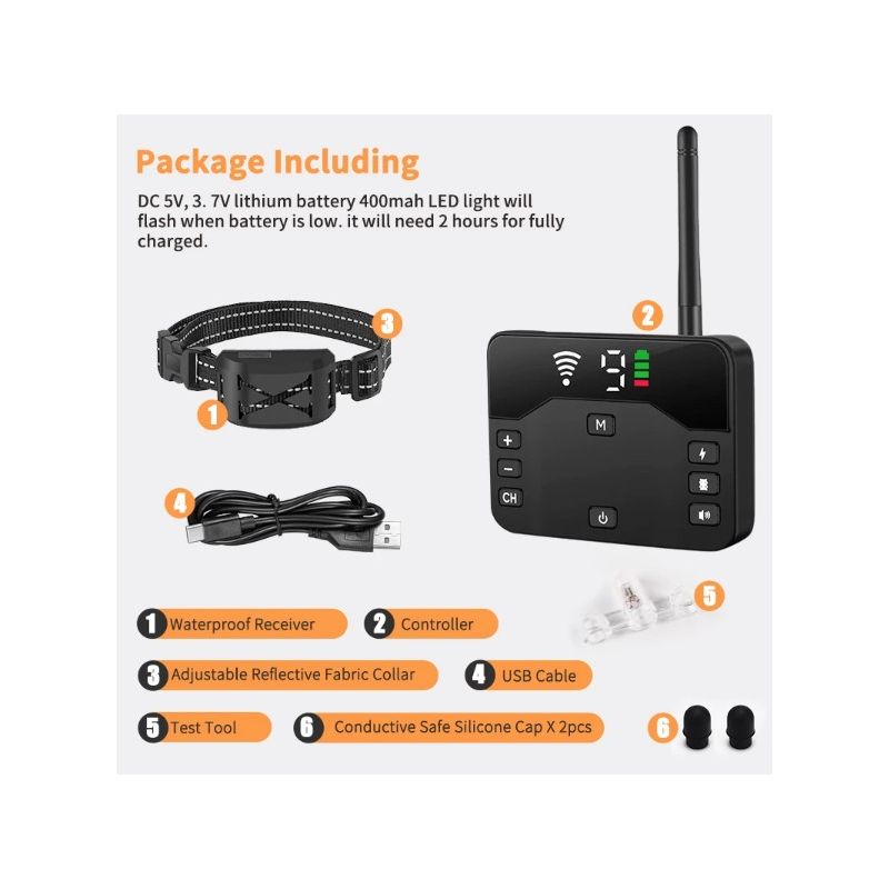 Bezprzewodowy elektryczny płot dla psów z obrożą szkoleniową bezpieczne szkolenie i ograniczenie strefy ruchu