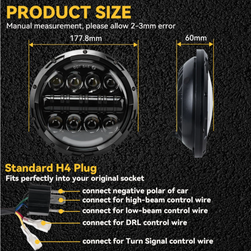 7-calowy reflektor LED 75W do Harley Jeep Wrangler Hummer wodoodporność IP67 odlew aluminium oświetlenie pojazdu