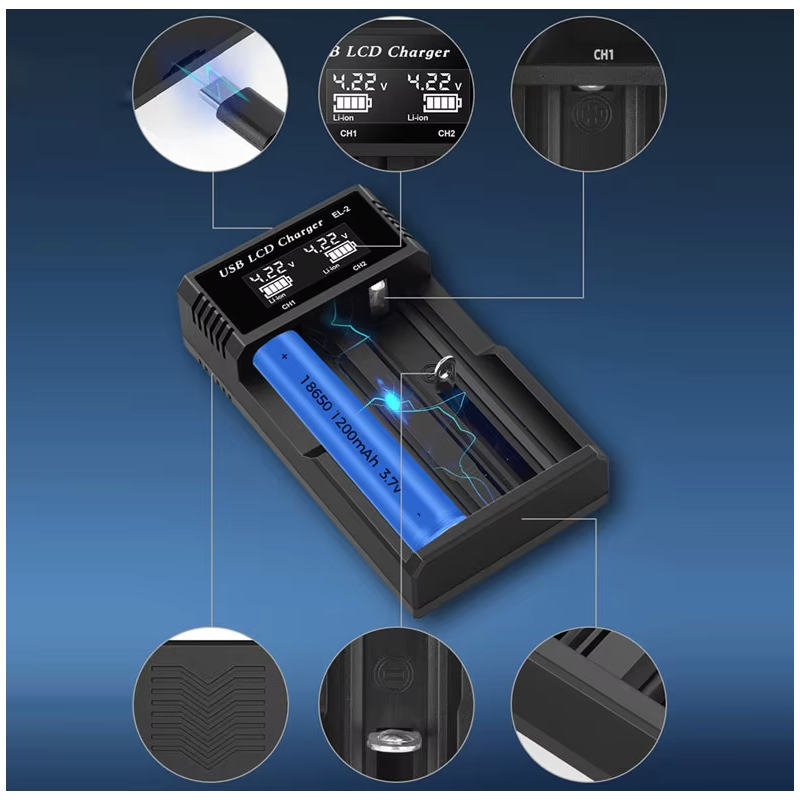 Inteligentna ładowarka USB LCD do akumulatorów 18650 oraz AA AAA z wyświetlaczem statusu ładowania baterii