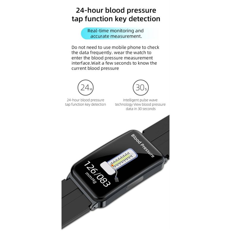 Inteligentny Zegarek EP01: Pomiar Cukru, EKG, Ciśnienia, Tętna i Temp. Całodobowy Monitoring Fitness!