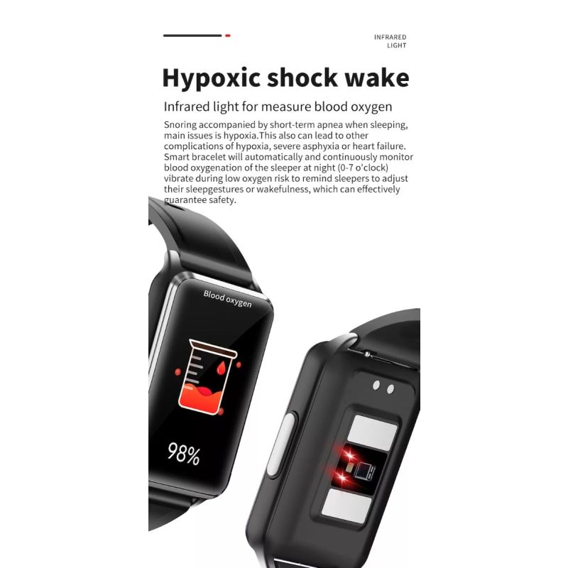 EP02 Smartband Zegarek: Poziom Cukru, EKG, Ciśnienie, Puls, Temp. Wodoodporny Tracker Fitness HD!