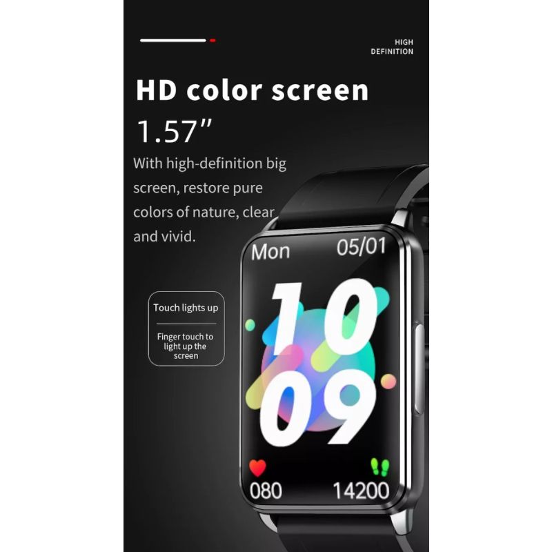 EP02 Smartband Zegarek: Poziom Cukru, EKG, Ciśnienie, Puls, Temp. Wodoodporny Tracker Fitness HD!