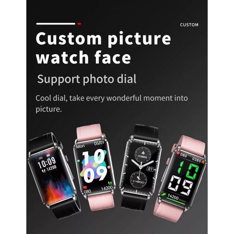 EP02 Smartband Zegarek: Poziom Cukru, EKG, Ciśnienie, Puls, Temp. Wodoodporny Tracker Fitness HD!