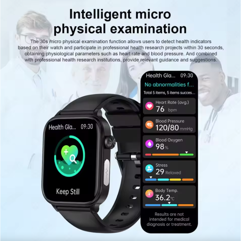 ET585 Smartwatch EKG+PPG AI diagnostyka zdrowia. Mężczyźni, kobiety, zegarek, ciśnienie krwi.