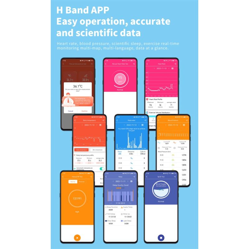 Smartwatch F57L z pomiarem Poziomu Cukru, Ciśnienia, Tętna i Temperatury, Monitor Sportowy 1.91 Cala