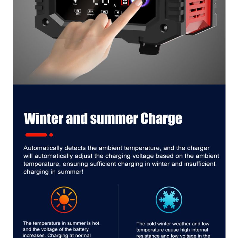 FOXSUR 20A przenośna ładowarka samochodowa 12V 24V AGM LiFePO4 automatyczna naprawa niezawodne działanie