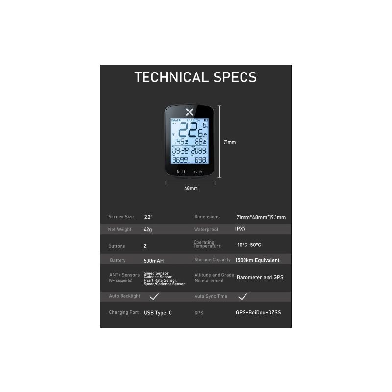 XOSS G+ G2 komputer rowerowy GPS z wyświetlaczem 2,2 cala i synchronizacją STRAVA na przygodę i trening