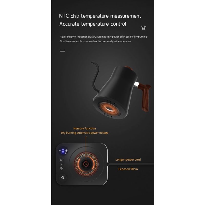 Czajnik elektryczny 1200 W gęsia szyja z regulator temperatury precyzyjne zalewanie szybkie nagrzewanie