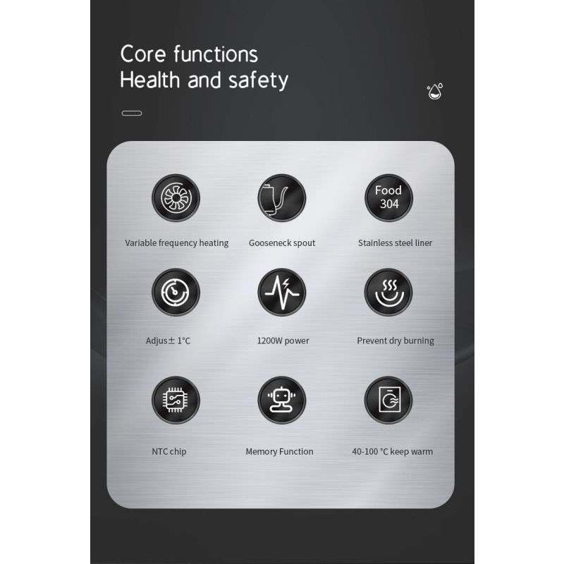 Czajnik elektryczny 1200 W gęsia szyja z regulator temperatury precyzyjne zalewanie szybkie nagrzewanie