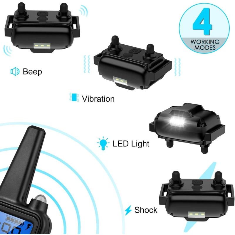 Obroża Do Treningu Psów Wodoodporna z Zasięgiem 800m Ładowalna Obroża Zdalna z Wyświetlaczem LCD