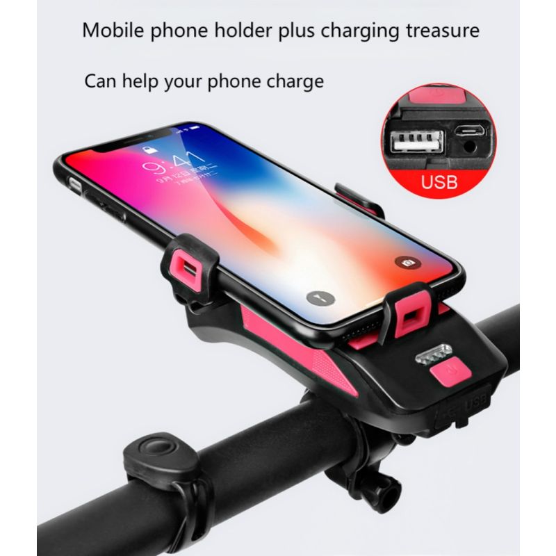 Światło Rowerowe 4 w 1 Jasność 800 Lumenów Uchwyt na Telefon Akcesoria do Rowerów Miejskich i Górskich