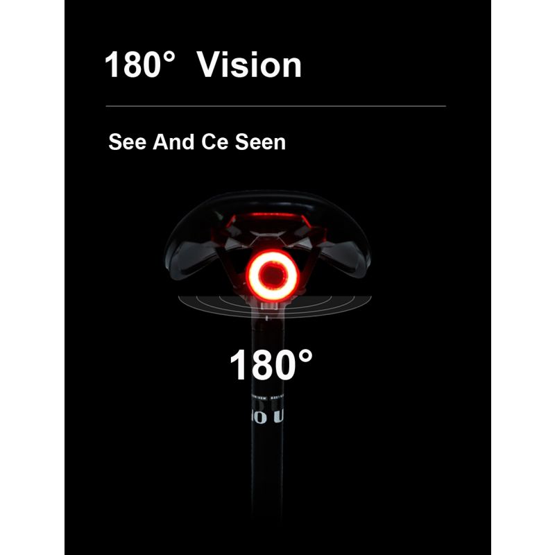 Inteligentne światło tylne rowerowe z auto start stop i ładowaniem USB wodoodporne IPX6 LED oświetlenie