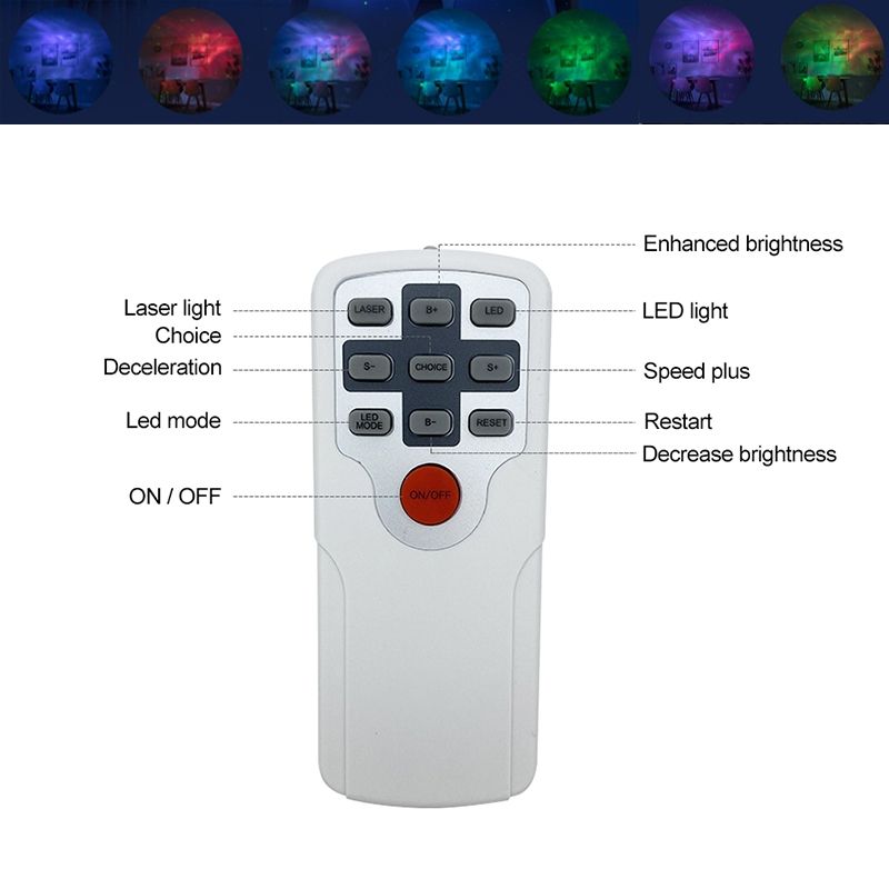 Projektor nieba gwiaździstego 7 kolorów 360 stopni lampa nocna magiczna atmosfera prezent dla dzieci