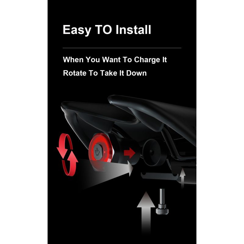 Inteligentne światło tylne rowerowe z auto start stop i ładowaniem USB wodoodporne IPX6 LED oświetlenie