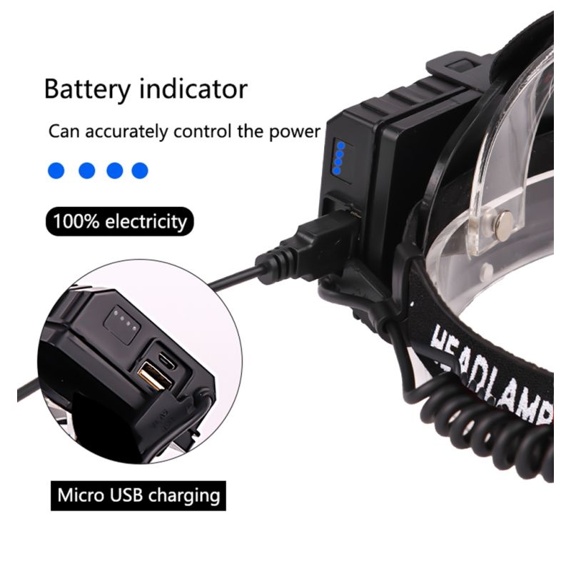 Latarka czołowa Najpotężniejszy XHP70 8000LM ładowanie USB wodoodporna konstrukcja różne tryby na kemping