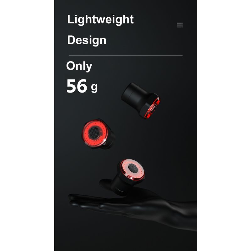 Inteligentne światło tylne rowerowe z auto start stop i ładowaniem USB wodoodporne IPX6 LED oświetlenie