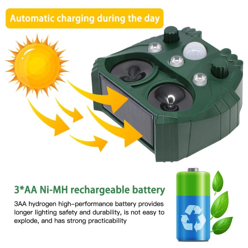 Solarny ultradźwiękowy odstraszacz zwierząt IP44 ochrona na zewnątrz kontrola dzikiej przyrody nowy produkt