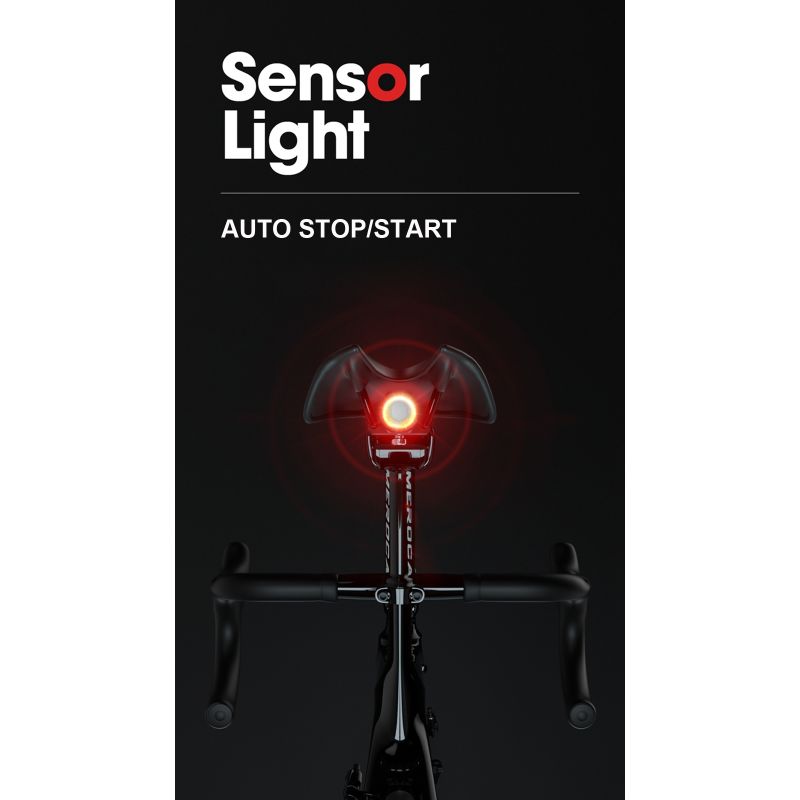 Inteligentne światło tylne rowerowe z auto start stop i ładowaniem USB wodoodporne IPX6 LED oświetlenie