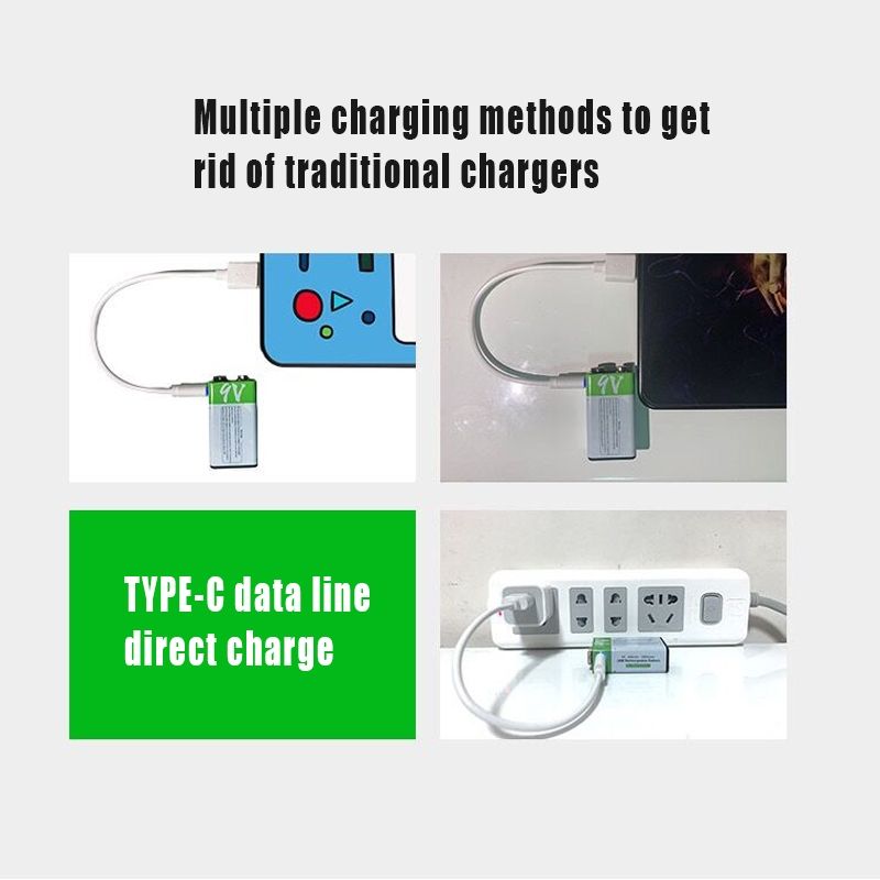 9V 6F22 650mAh bateria LI-ION do multimetru i zabawek ekologiczna bateria z ładowaniem USB szeroka kompatybilność