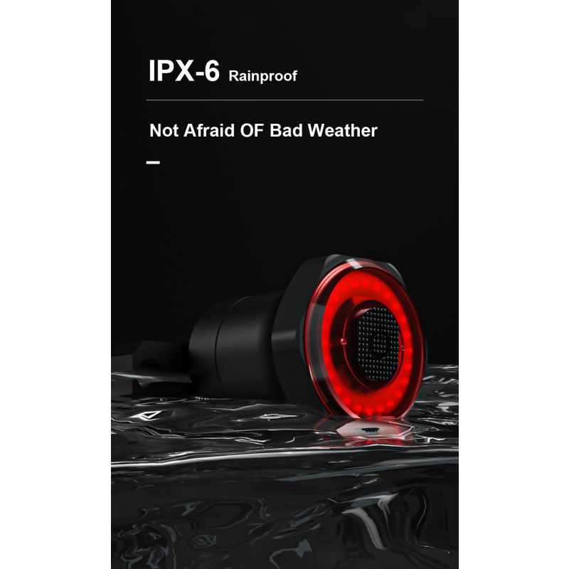 Inteligentne światło tylne rowerowe z auto start stop i ładowaniem USB wodoodporne IPX6 LED oświetlenie