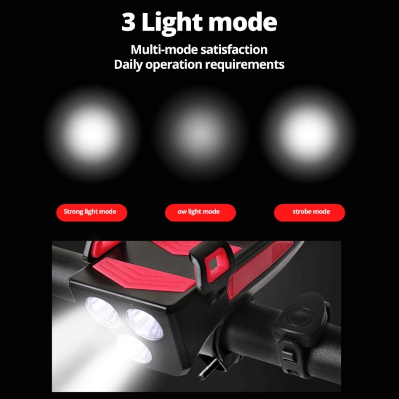 Światło Rowerowe 4 w 1 Jasność 800 Lumenów Uchwyt na Telefon Akcesoria do Rowerów Miejskich i Górskich