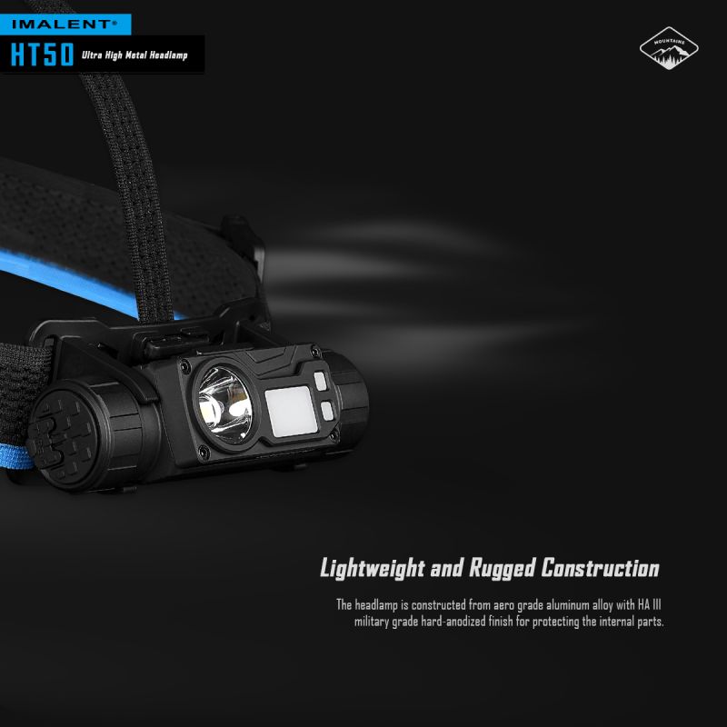 Latarka czołowa IMALENT HT50 LED z podwójnym źródłem światła o wysokiej jasności idealna do oświetlenia outdoorowego