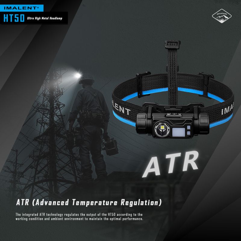 Latarka czołowa IMALENT HT50 LED z podwójnym źródłem światła o wysokiej jasności idealna do oświetlenia outdoorowego