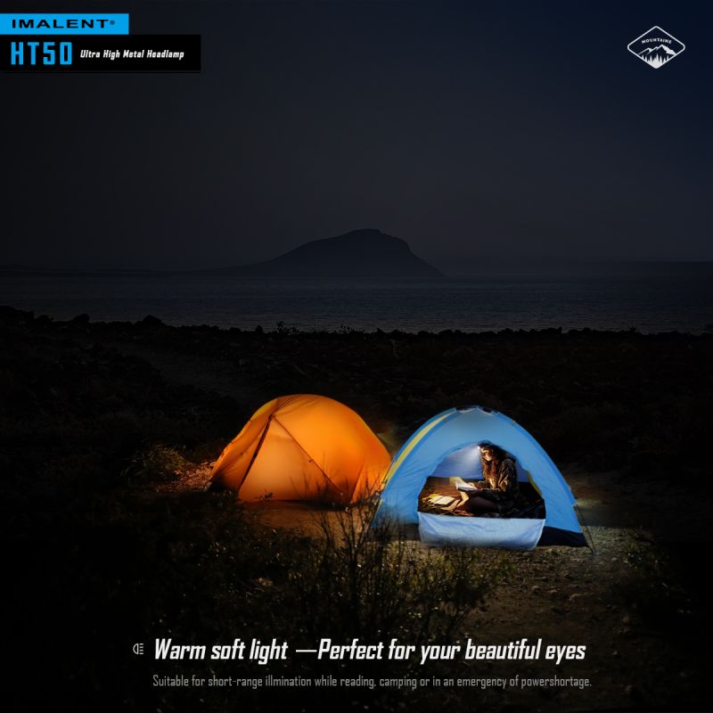 Latarka czołowa IMALENT HT50 LED z podwójnym źródłem światła o wysokiej jasności idealna do oświetlenia outdoorowego