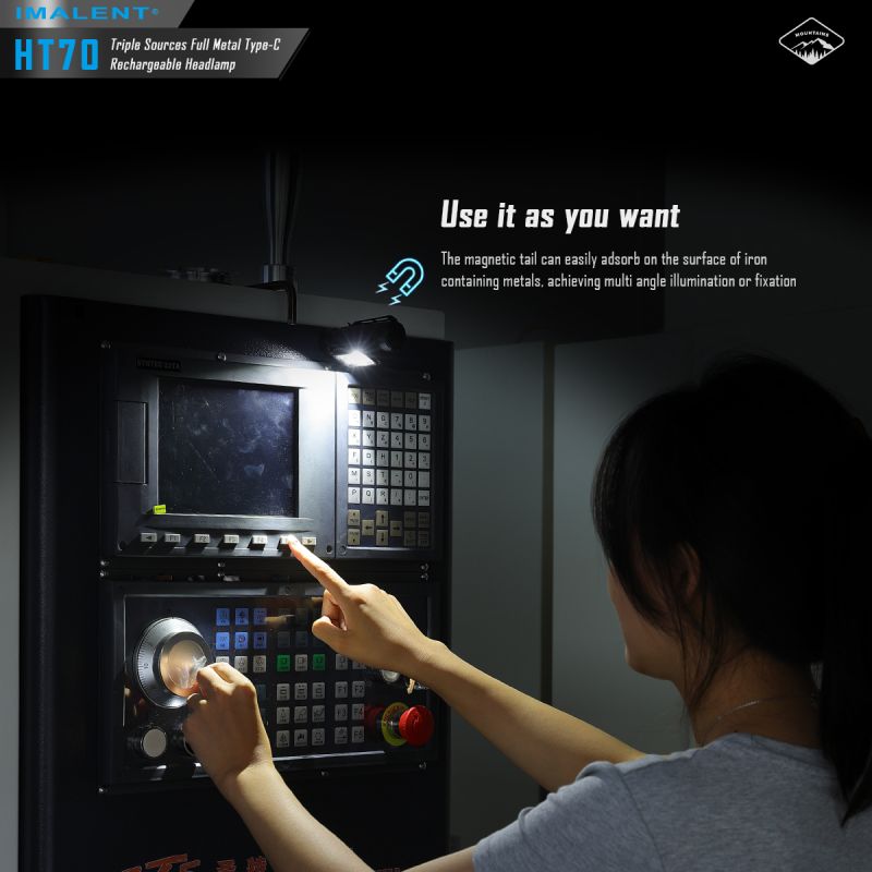 Latarka czołowa IMALENT HT70 3500 lumenów dioda LED XHP50.3 HI oświetlenie outdoorowe potrójne źródła światła