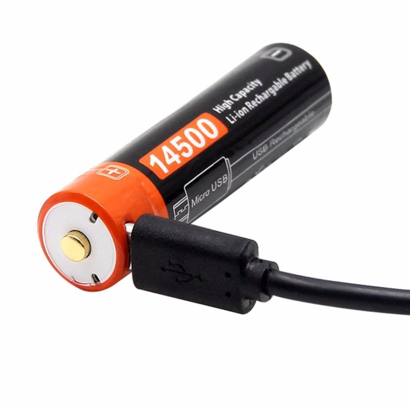 Akumulator 14500 3.7V Li-ion 750mAh Micro USB wskaźnik LED ekologiczna bateria do latarek i głośników