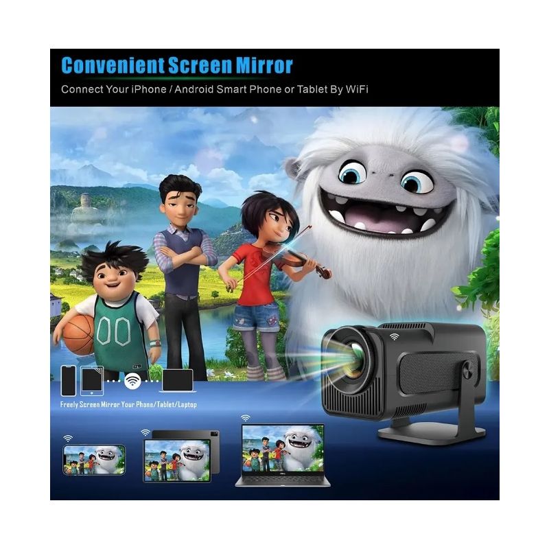 Przenośny Projektor HY320 Android 11 Dual Wifi6 390 ANSI lumenów Kino Ogrodowe i Rozrywka Domowa 4K