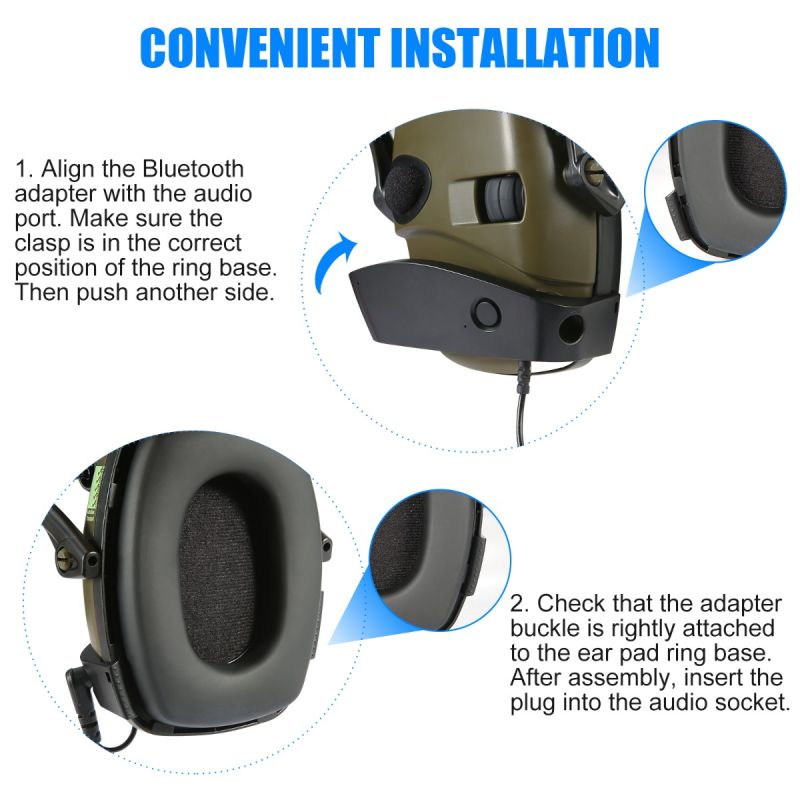 IMPACT SPORT Taktyczne Elektroniczne Ochronniki Słuchu Redukcja Hałasu Wzmocnienie Dźwięku Strzelnica