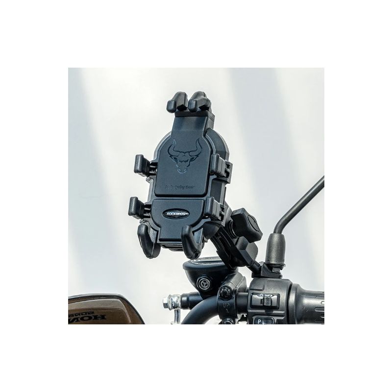 ROCKBROS uchwyt na telefon obrotowy aluminiowy do motocykla i roweru antypoślizgowy z silikonową amortyzacją