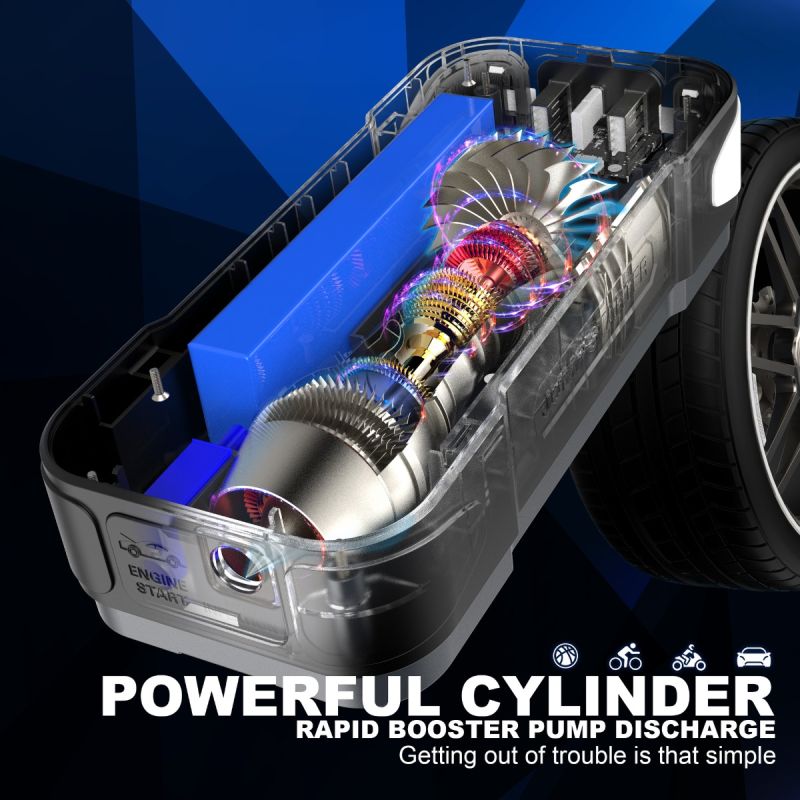 Przenośna ładowarka Power Bank 8000 mAh z funkcją rozruchu awaryjnego i inflacji do samochodów i piłek