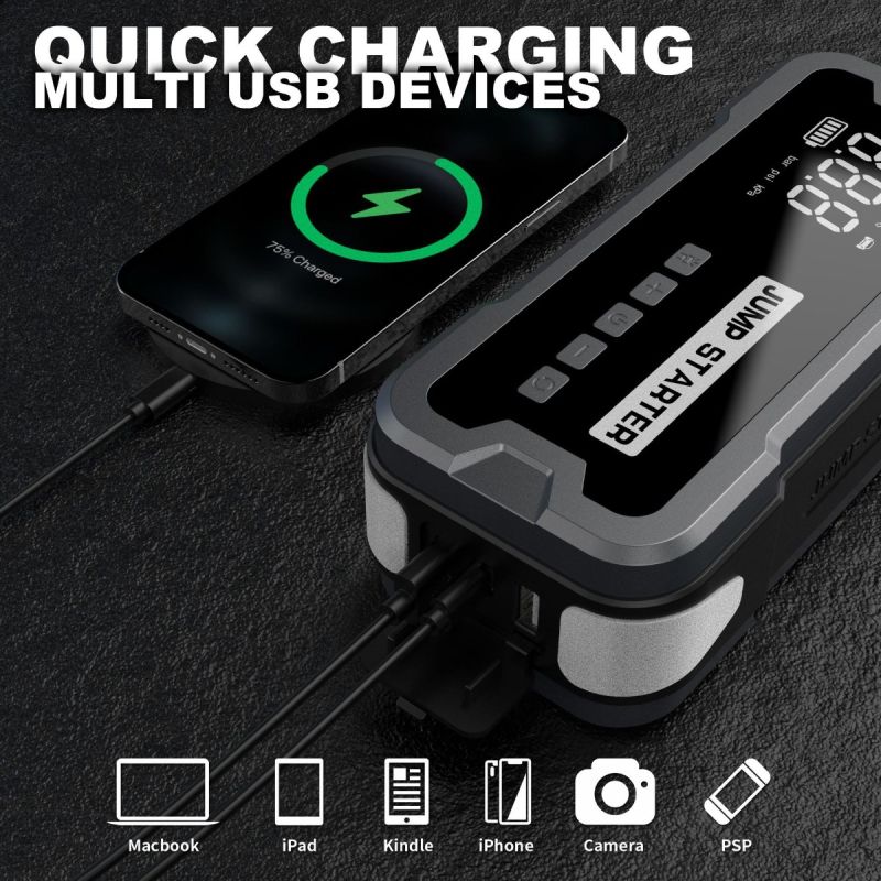 Przenośna ładowarka Power Bank 8000 mAh z funkcją rozruchu awaryjnego i inflacji do samochodów i piłek