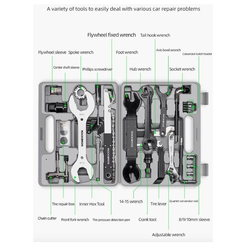 Zestawy narzędzi rowerowych ROCKBROS profesjonalne narzędzia ze stali węglowej kompaktowe przechowywanie