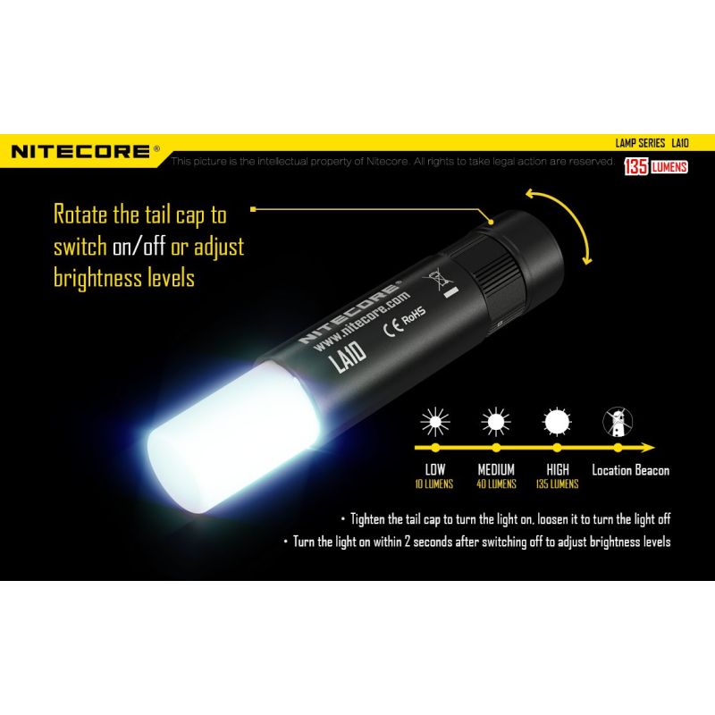 Nitecore LA10 mini EDC latarka o jasności 135 lumenów kompaktowa i lekka na codzienne użytkowanie AA LED