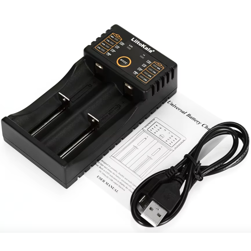 Ładowarka Liitokala Lii-202 3,7V z dwoma kanałami USB do akumulatorów 18650 26650 16340 21700 NiMH 14500