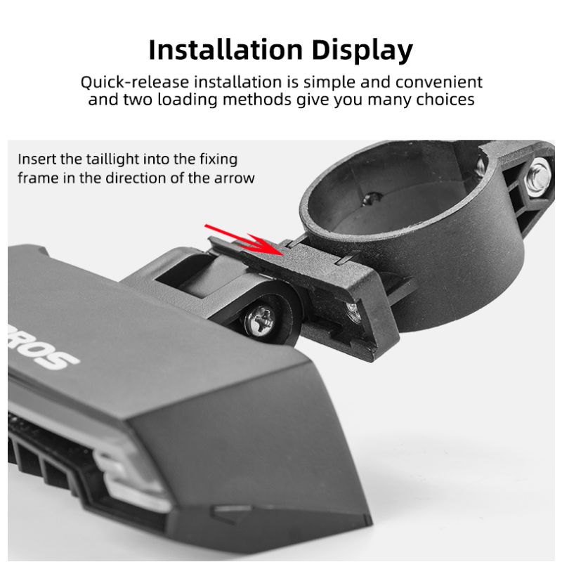 ROCKBROS LKWD-R1 inteligentne USB LED tylne światło rowerowe z bezprzewodowym pilotem dla bezpieczeństwa MTB