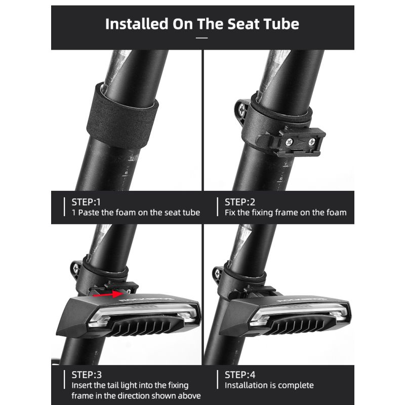 ROCKBROS LKWD-R1 inteligentne USB LED tylne światło rowerowe z bezprzewodowym pilotem dla bezpieczeństwa MTB