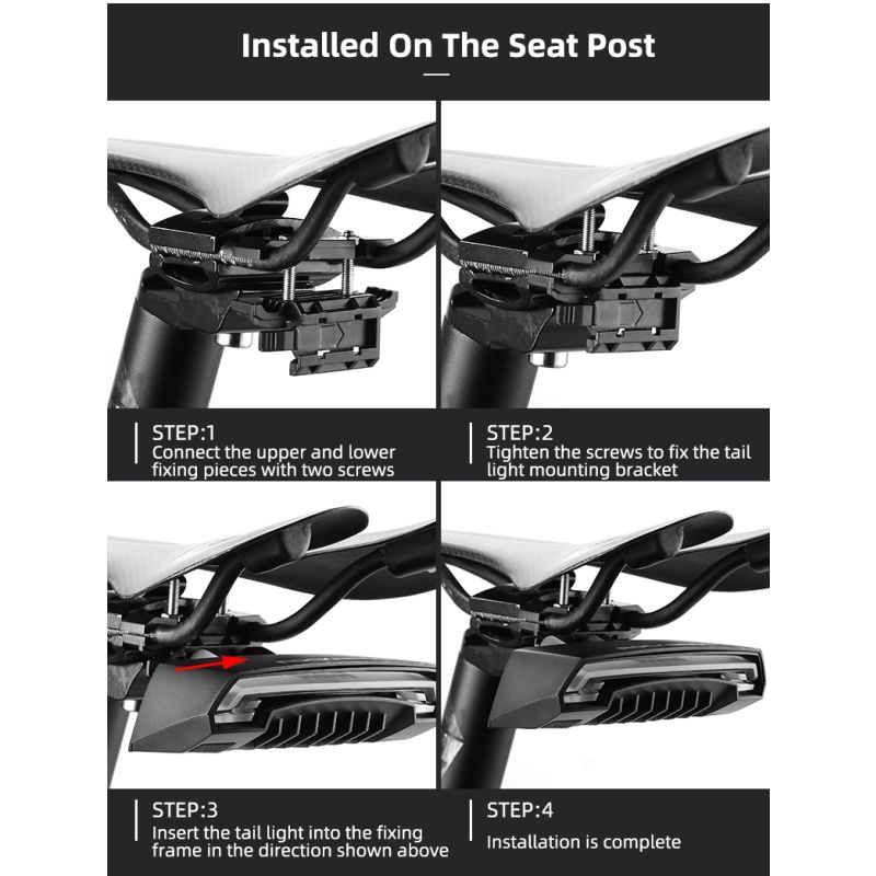 ROCKBROS LKWD-R1 inteligentne USB LED tylne światło rowerowe z bezprzewodowym pilotem dla bezpieczeństwa MTB