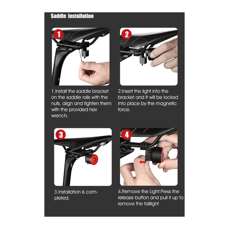 Gaciron LOOP-100 magnetyczne tylne światło LED z czujnikiem hamulca dla bezpieczeństwa rowerowego