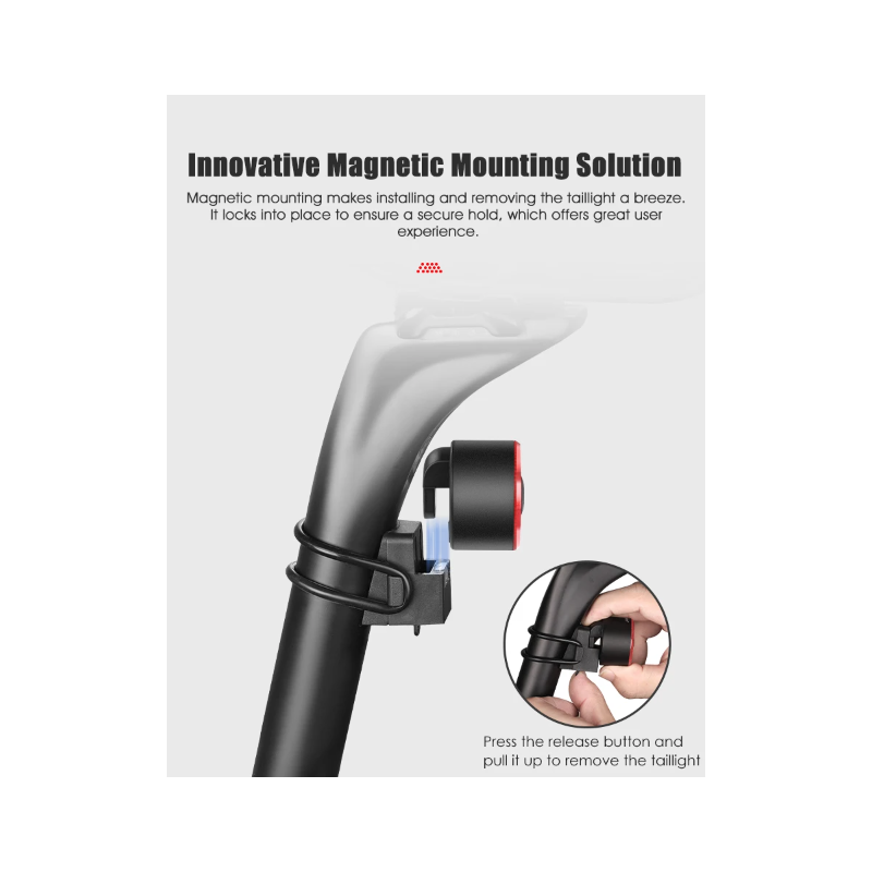 Gaciron LOOP-100 magnetyczne tylne światło LED z czujnikiem hamulca dla bezpieczeństwa rowerowego