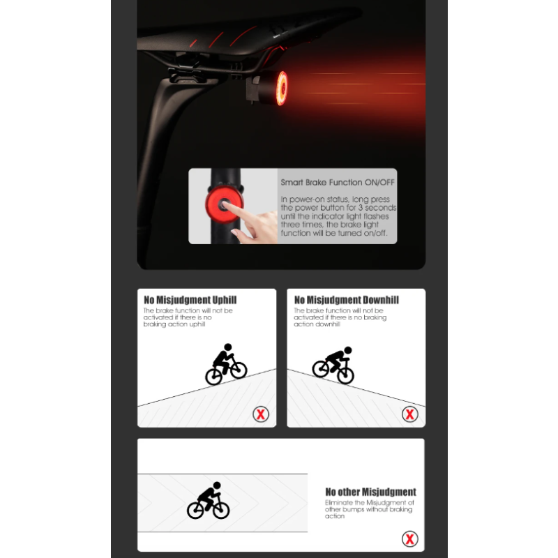 Gaciron LOOP-100 magnetyczne tylne światło LED z czujnikiem hamulca dla bezpieczeństwa rowerowego