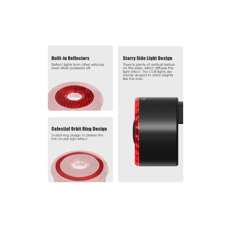 Gaciron LOOP-100 magnetyczne tylne światło LED z czujnikiem hamulca dla bezpieczeństwa rowerowego