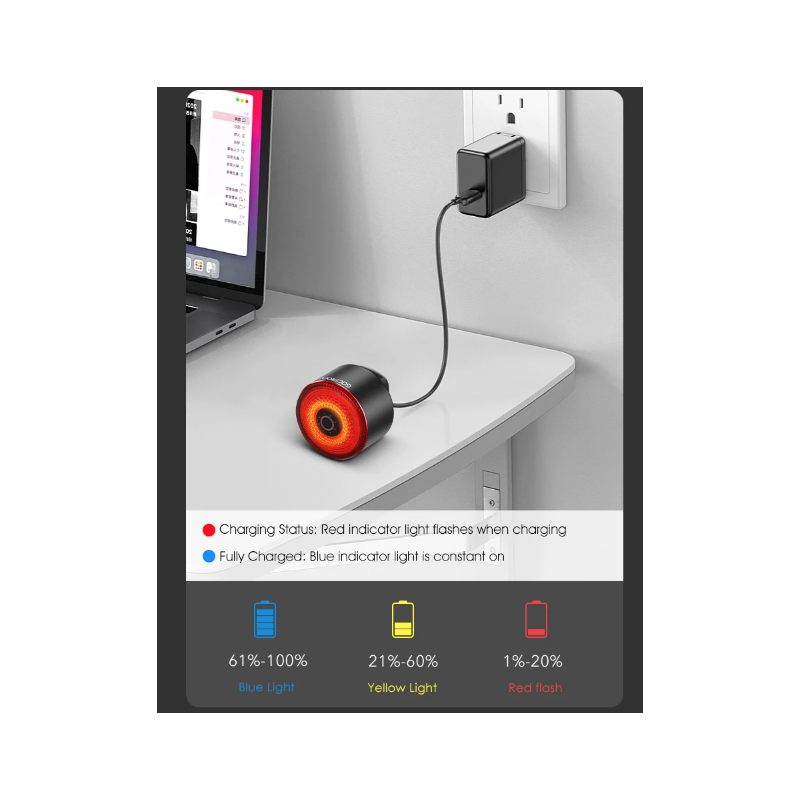 Gaciron LOOP-100 magnetyczne tylne światło LED z czujnikiem hamulca dla bezpieczeństwa rowerowego