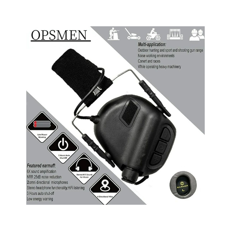 EARMOR M31 MOD4 - taktyczne elektroniczne nauszniki strzeleckie z tłumieniem hałasu i wzmocnieniem dźwięku